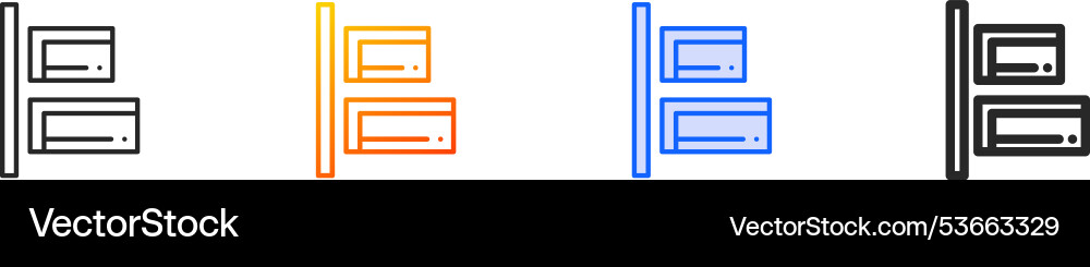 Left align iconthin linear gradient blue stroke Left align iconthin linear gradient blue stroke vector image