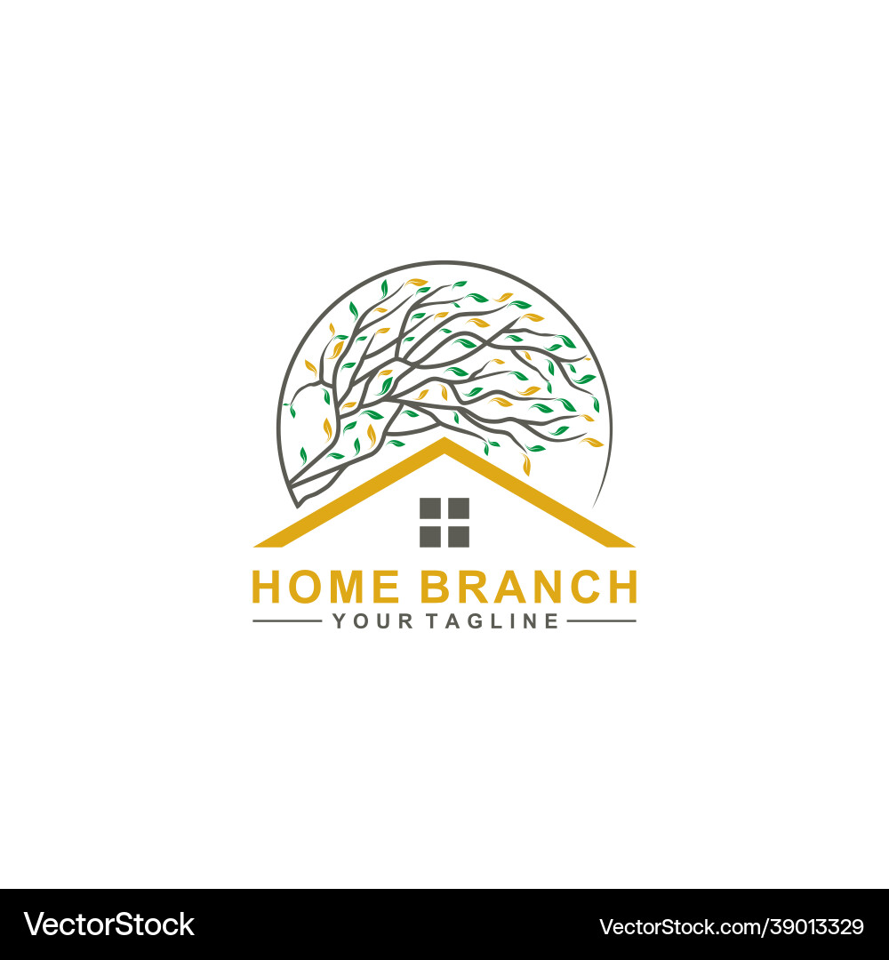 Logo Haus und Blätter Zweige Logo Haus und Blätter Zweige vektorbild