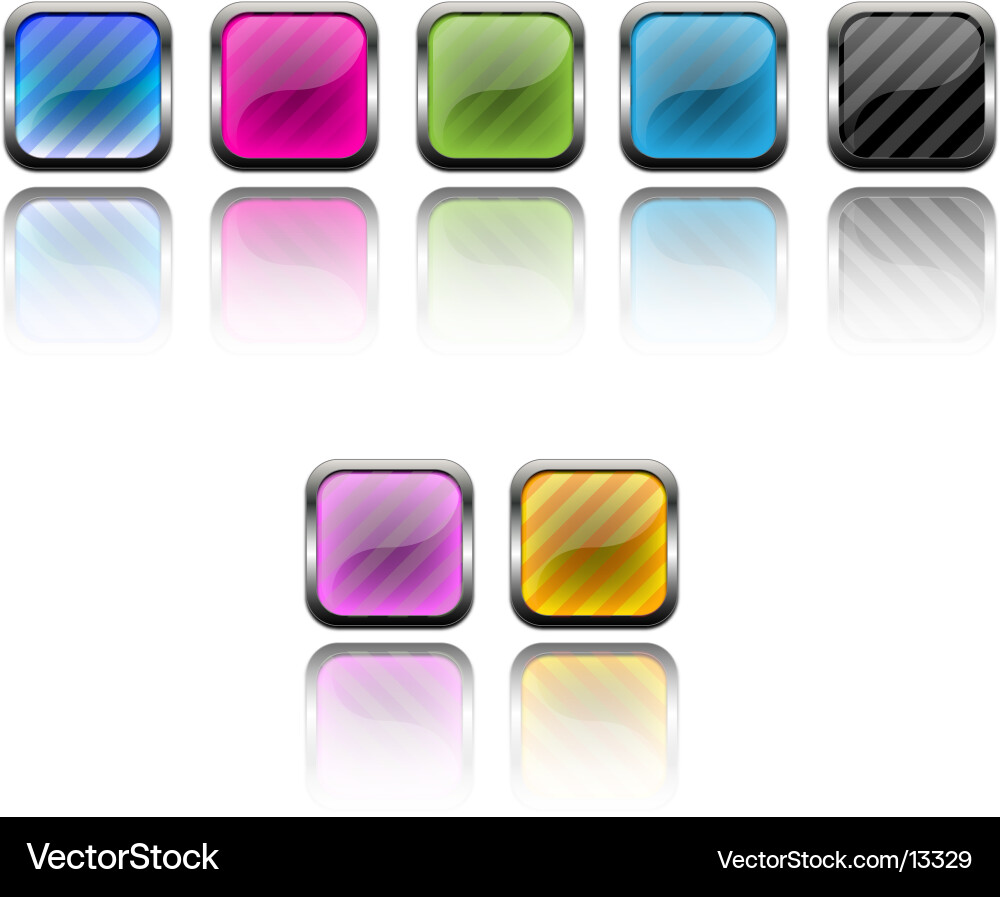 Metallic Button Set with Stripes vector image