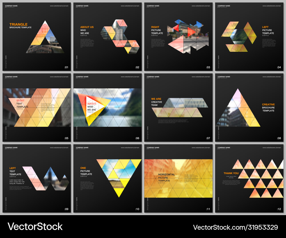 Minimal brochure templates with triangular design Minimal brochure templates with triangular design vector image