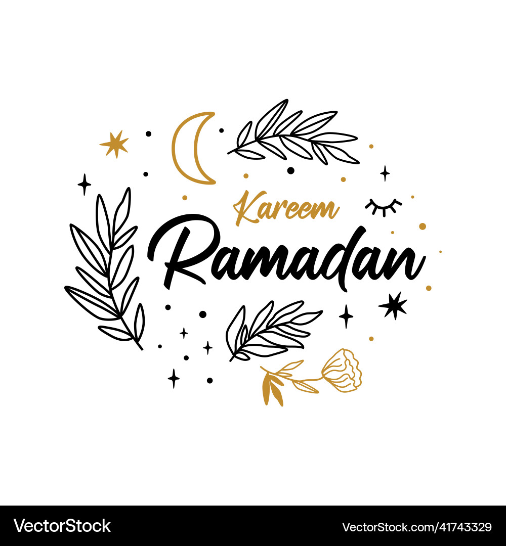 Ramadan kareem floral banner with crescent star vector image