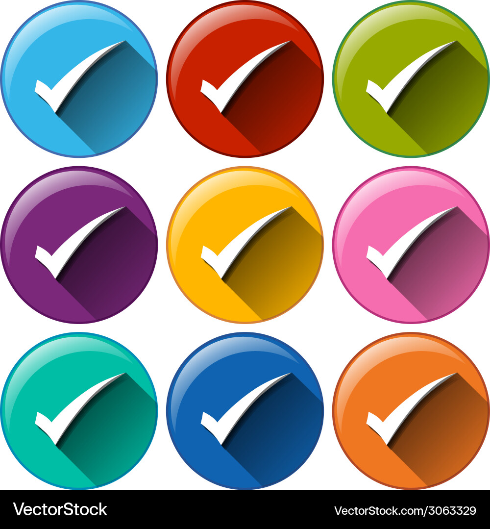 Rounded buttons with check marks vector image
