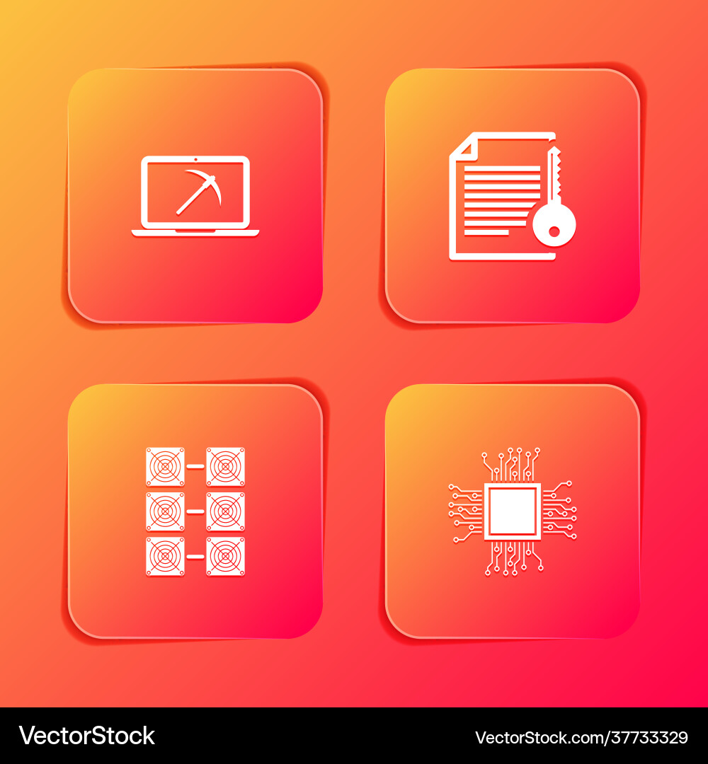 Set mining with laptop and pickaxe smart contract Set mining with laptop and pickaxe smart contract Vector Image