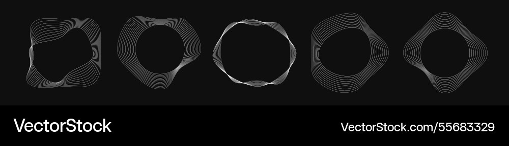 Set of round curved frames with dynamic wavy Set of round curved frames with dynamic wavy Vector Image