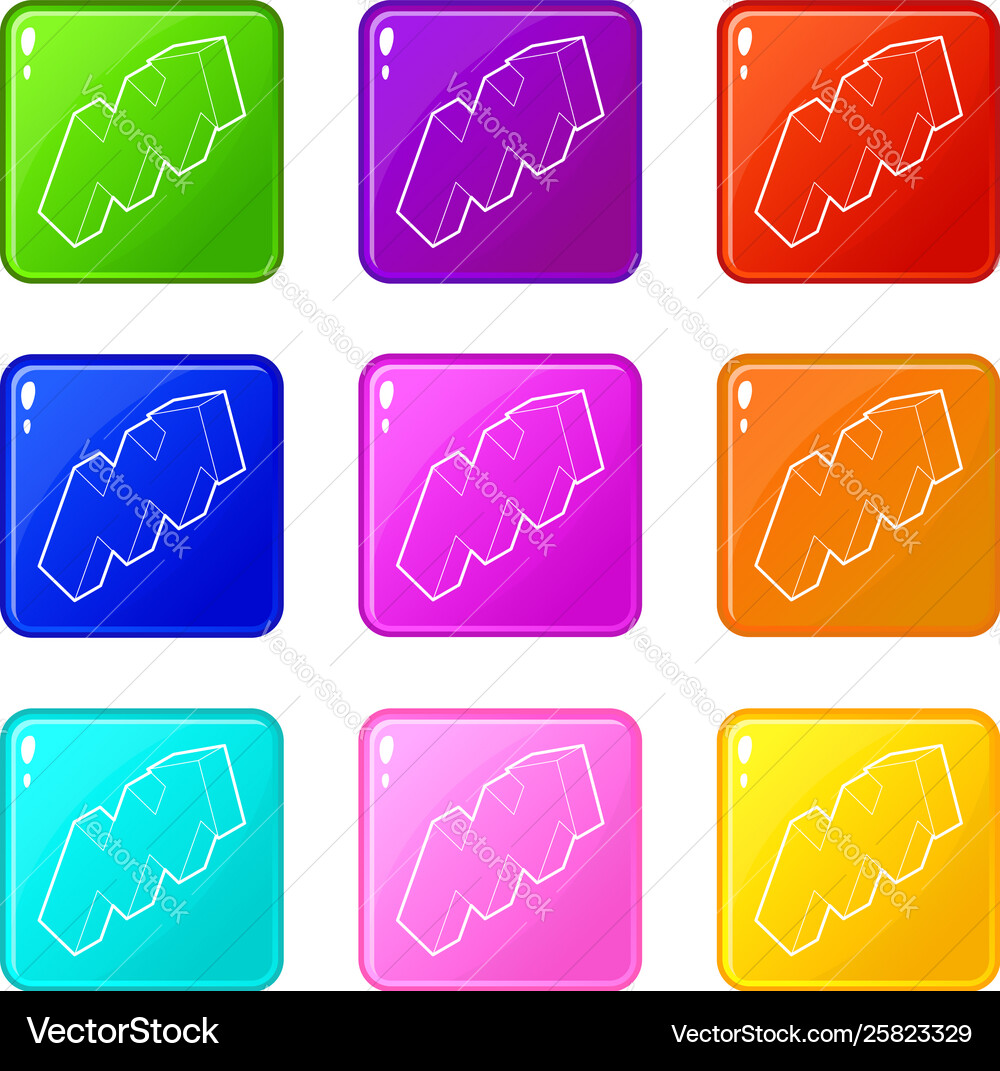 Up arrow icons set 9 color collection Up arrow icons set 9 color collection vector image