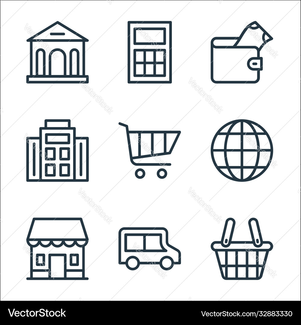 Banking and finance line icons linear set quality vector image