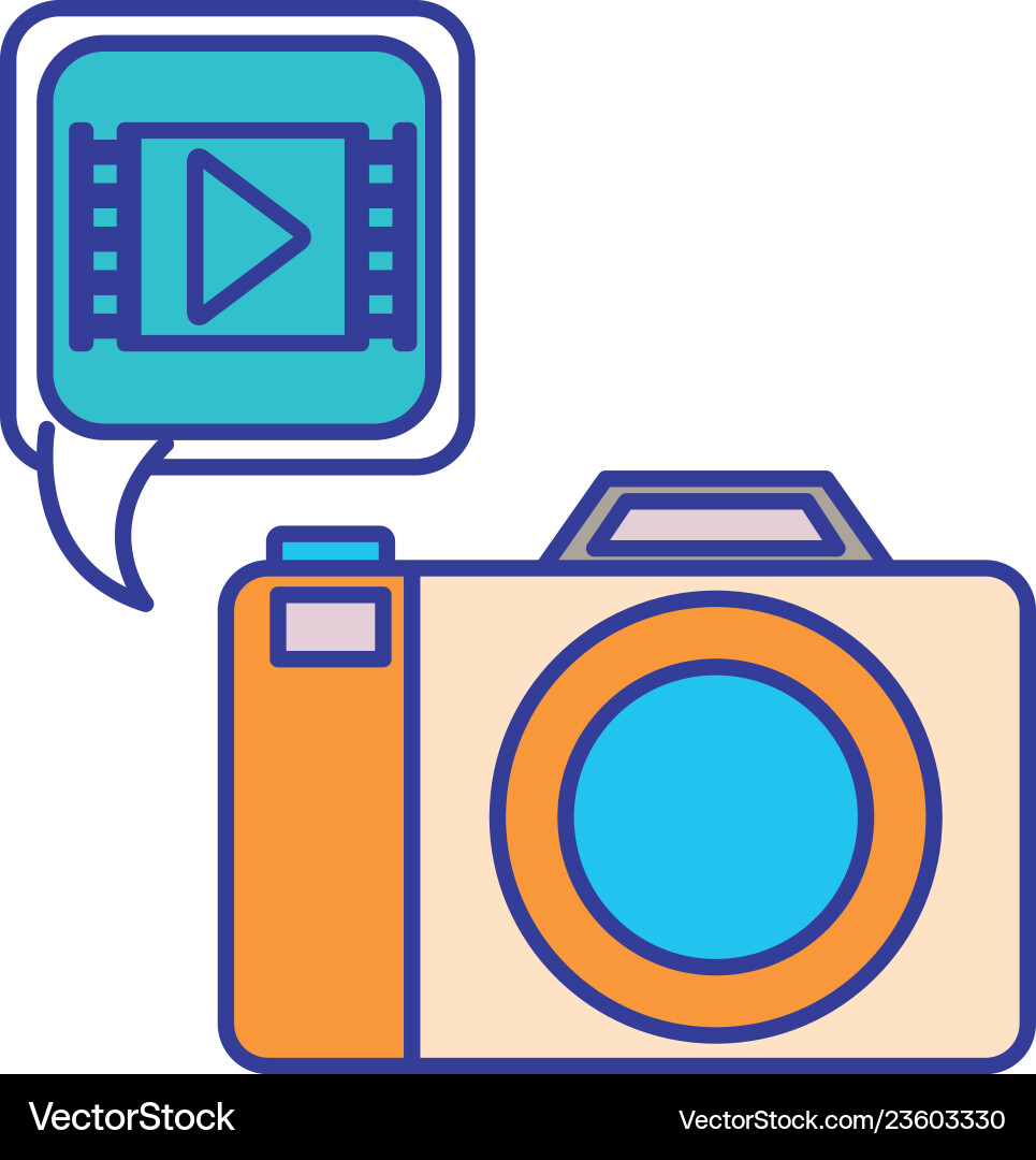 Camera with set icons isolated icon Camera with set icons isolated icon vector image
