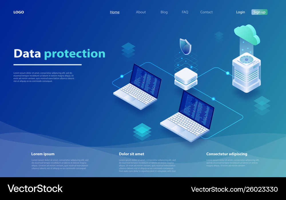 Cloud Data Storage & Computing vector image