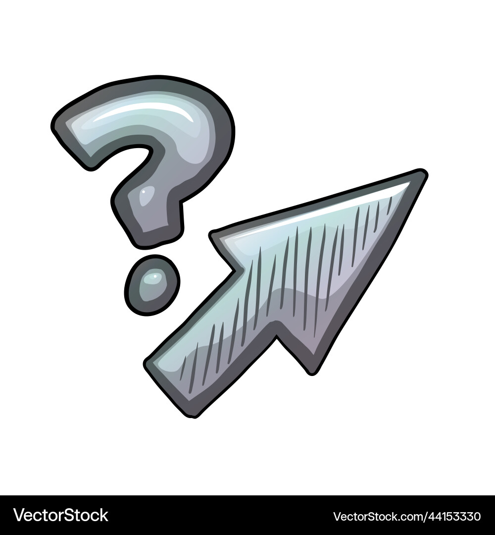 Cursor arrow with question mark sketch Cursor arrow with question mark sketch vector image