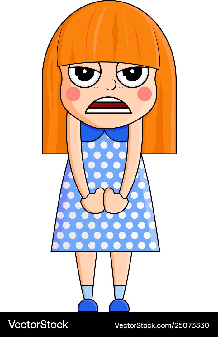 Cute cartoon girl with angry emotions Cute cartoon girl with angry emotions vector image