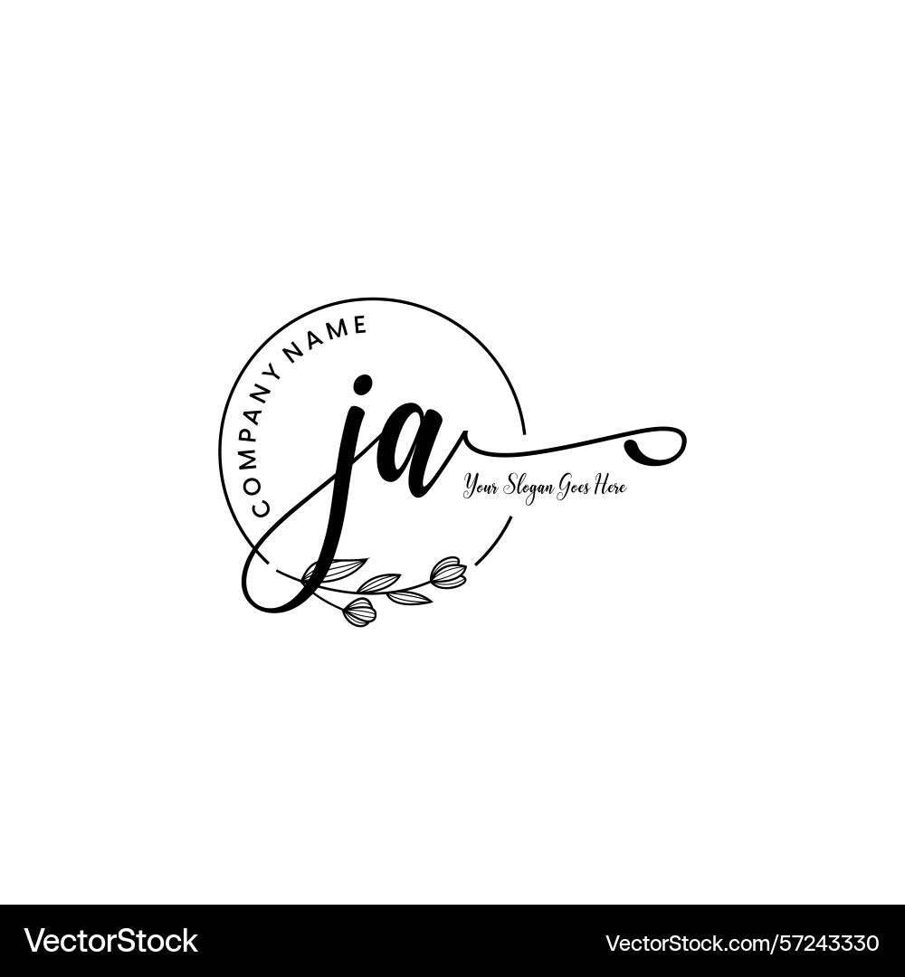 Elegant ja initial logo design with botanical Elegant ja initial logo design with botanical Vector Image