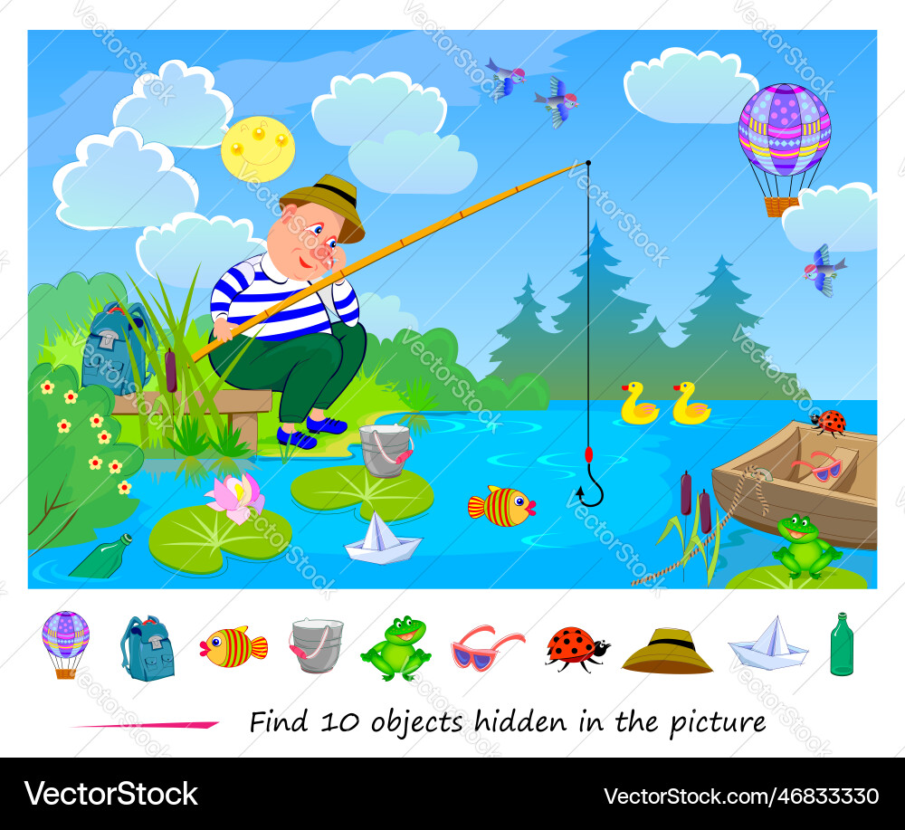 Find 10 objects hidden in the picture logic Find 10 objects hidden in the picture logic vector image
