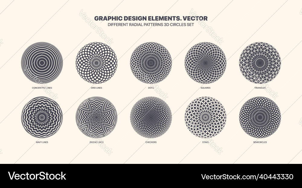 Fractal Circle Pattern Set vector image