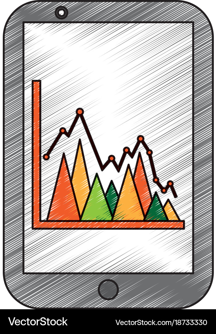Graph chart on cellphone screen icon image vector image