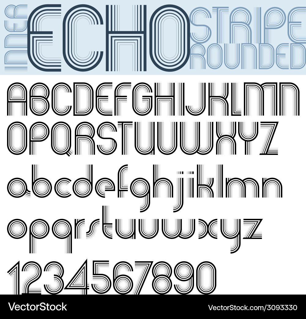 Inner echo retro striped rounded font Vector Image