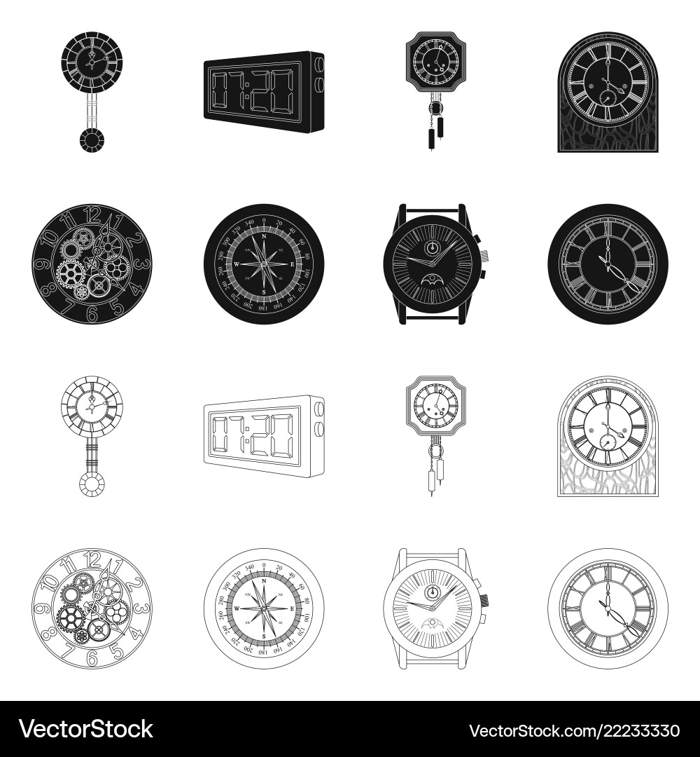 Isolated object of clock and time logo collection Isolated object of clock and time logo collection vector image