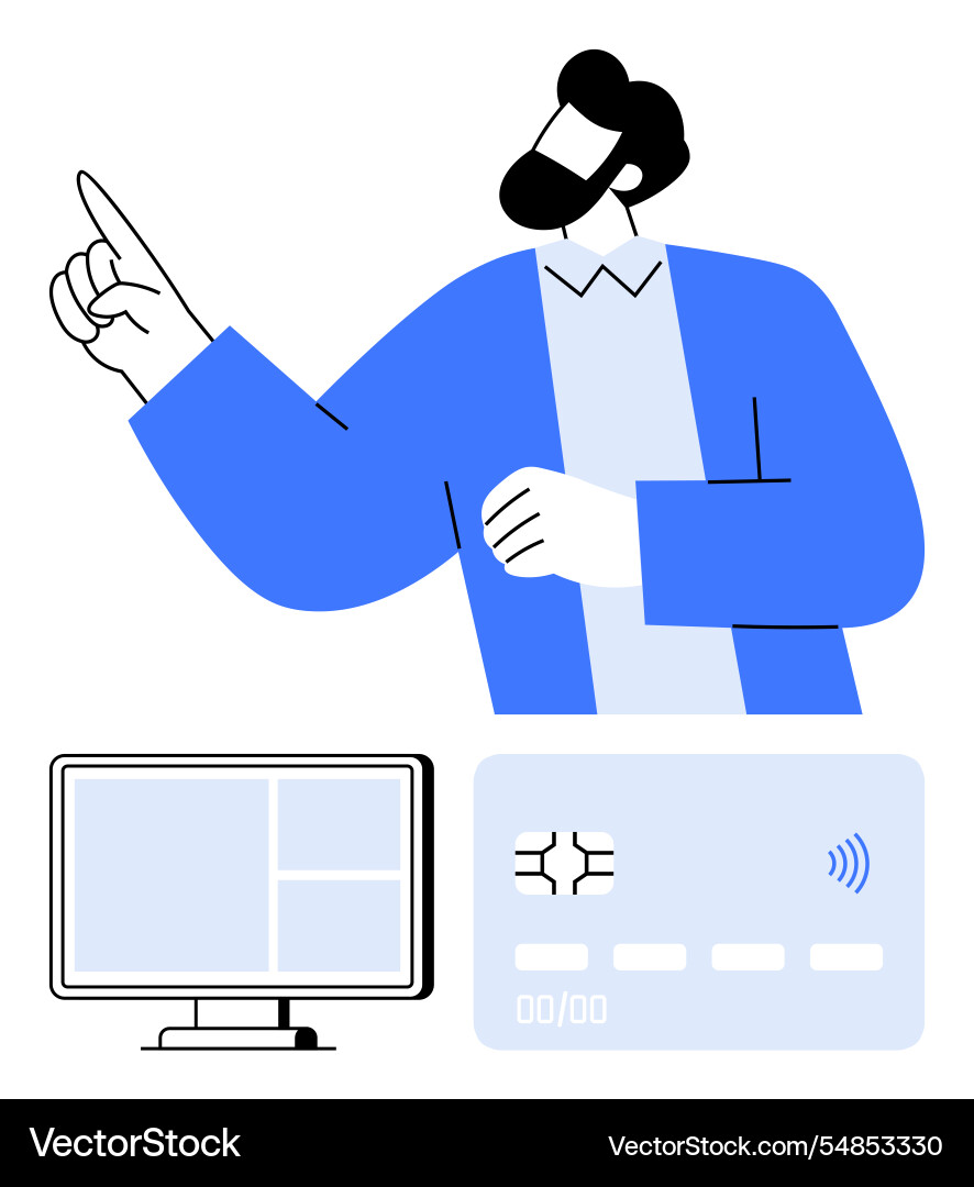 Man gesturing with pointing finger computer Vector Image