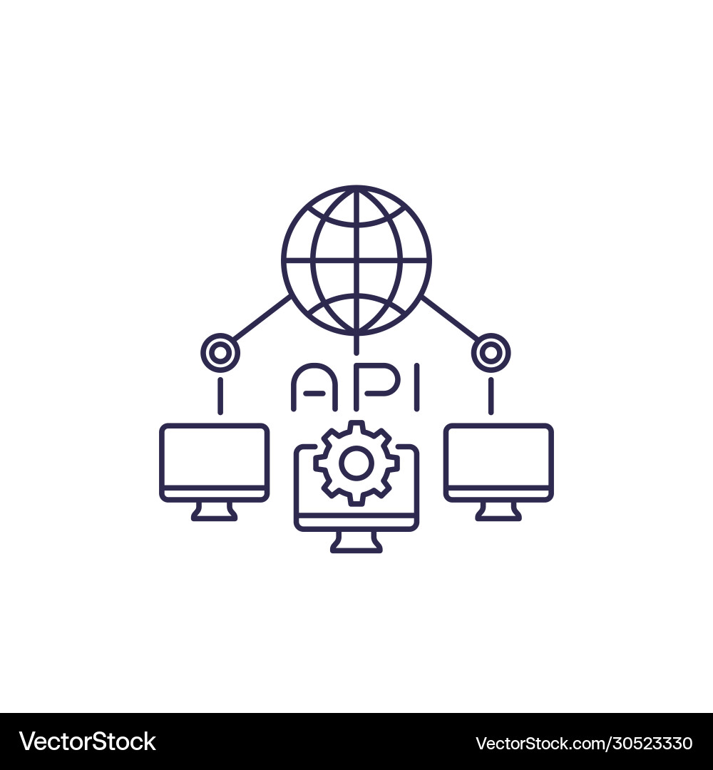 Network API Icon - Line Style vector image