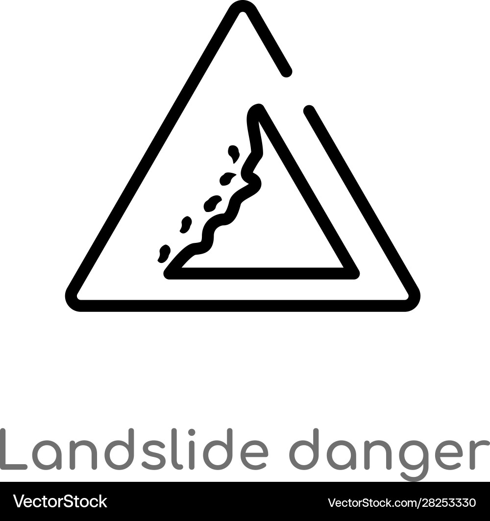 Outline landslide danger triangular traffic icon Vector Image