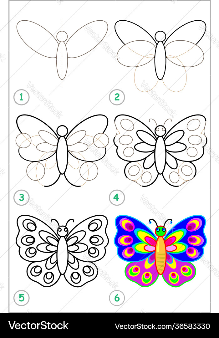 Page shows how to learn step draw Page shows how to learn step draw vector image