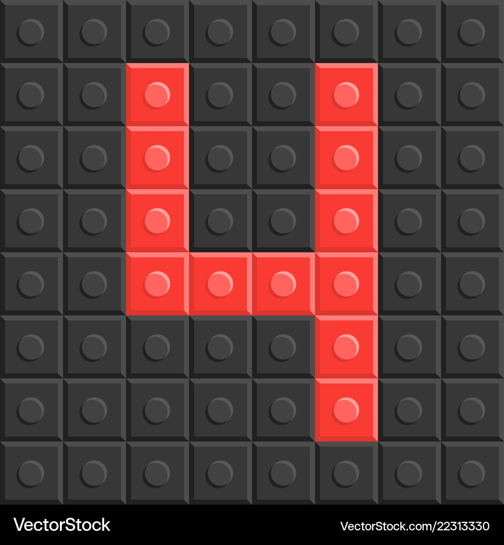 Puzzle building blocks number four flat design Vector Image