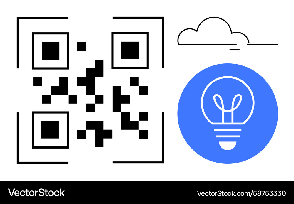 QR Code with Lightbulb Icon Vector Image