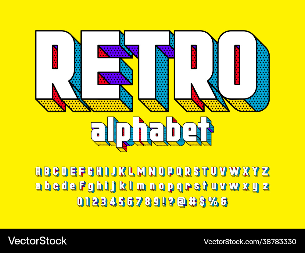 Retro Pop Art Font Vector Image