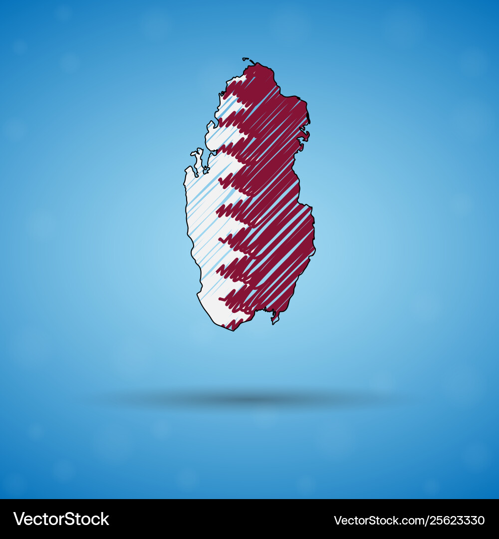 Scribble map qatar sketch country Vector Image