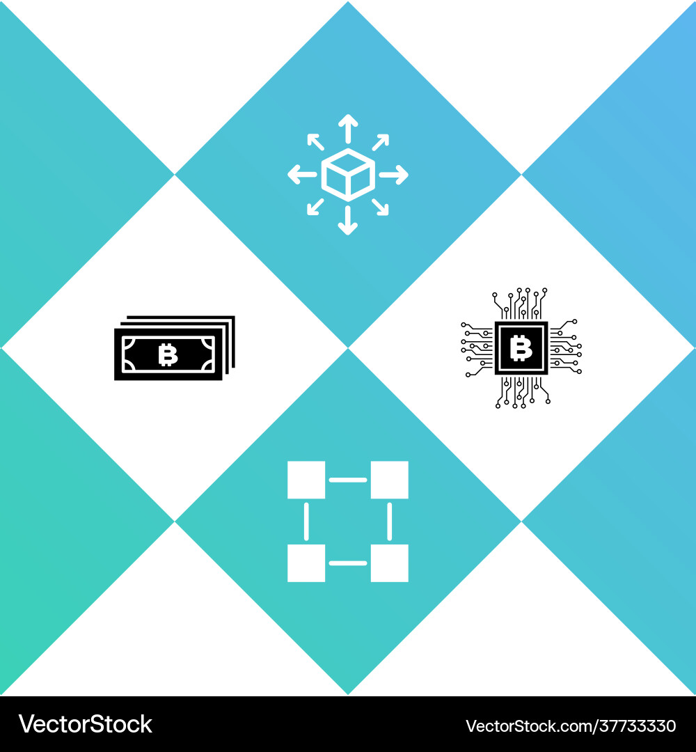 Set cryptocurrency bitcoin blockchain technology Vector Image