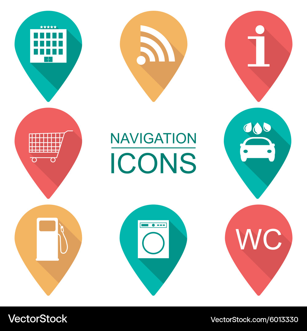 Set of navigation icons flat design scope Vector Image