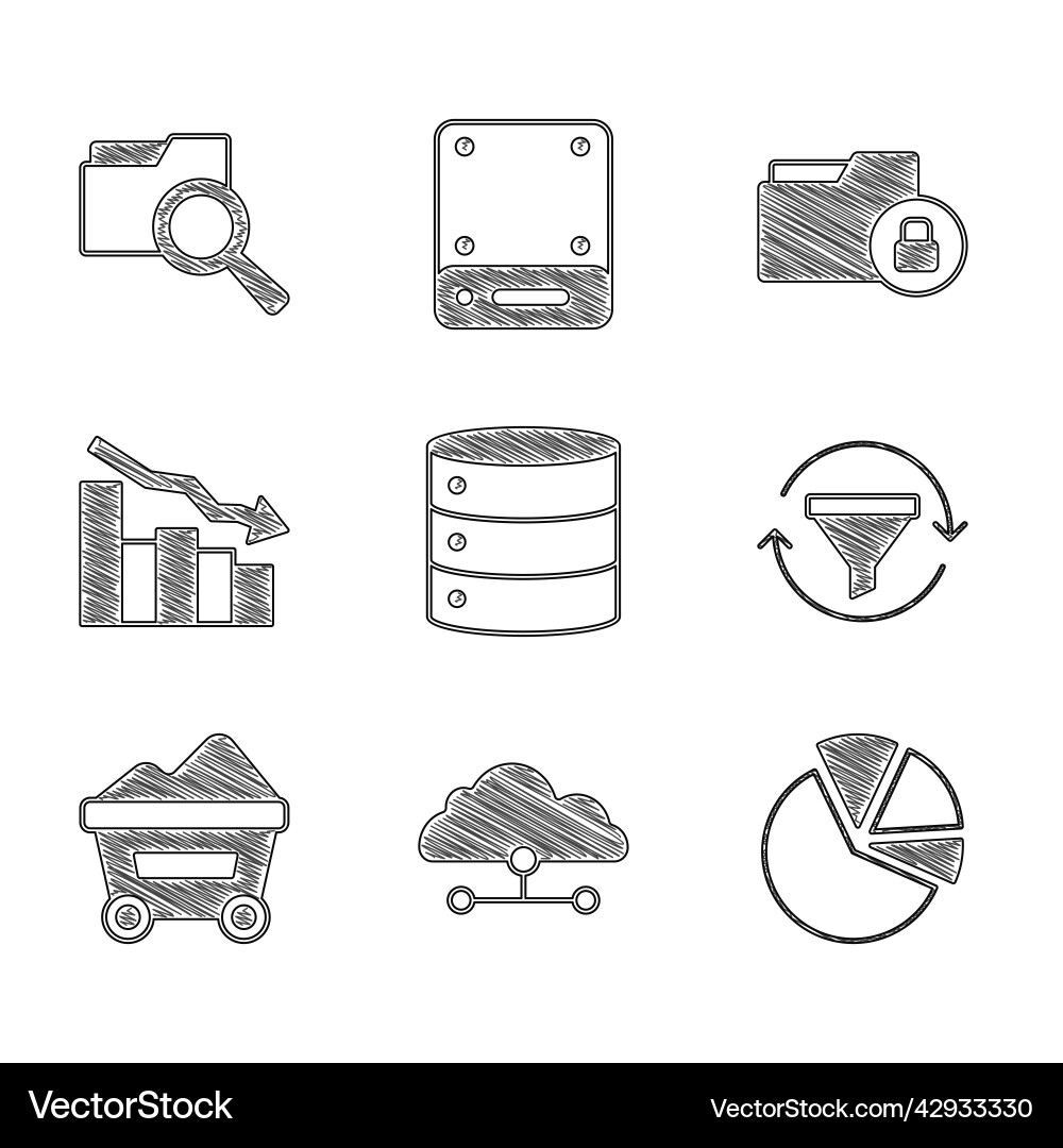 Set server network cloud connection pie chart Vector Image