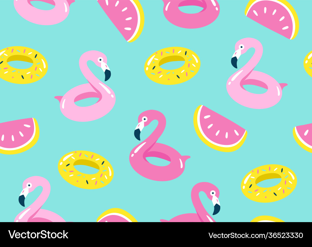 Summer pool floating with flamingo seamless Summer pool floating with flamingo seamless vector image