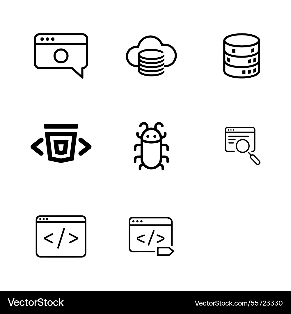 Web and app development icons set Web and app development icons set vector image