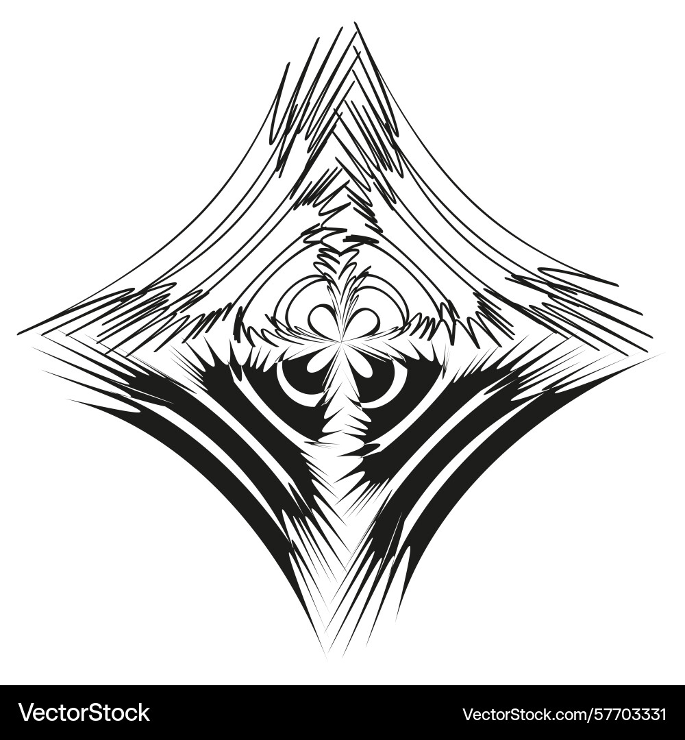 Abstract diamond shape sharp linear strokes vector image