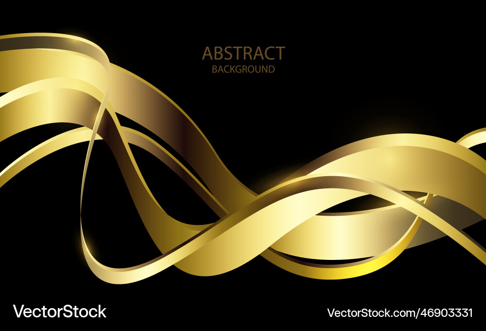 Abstract gold lines wave curve shiny effect vector image