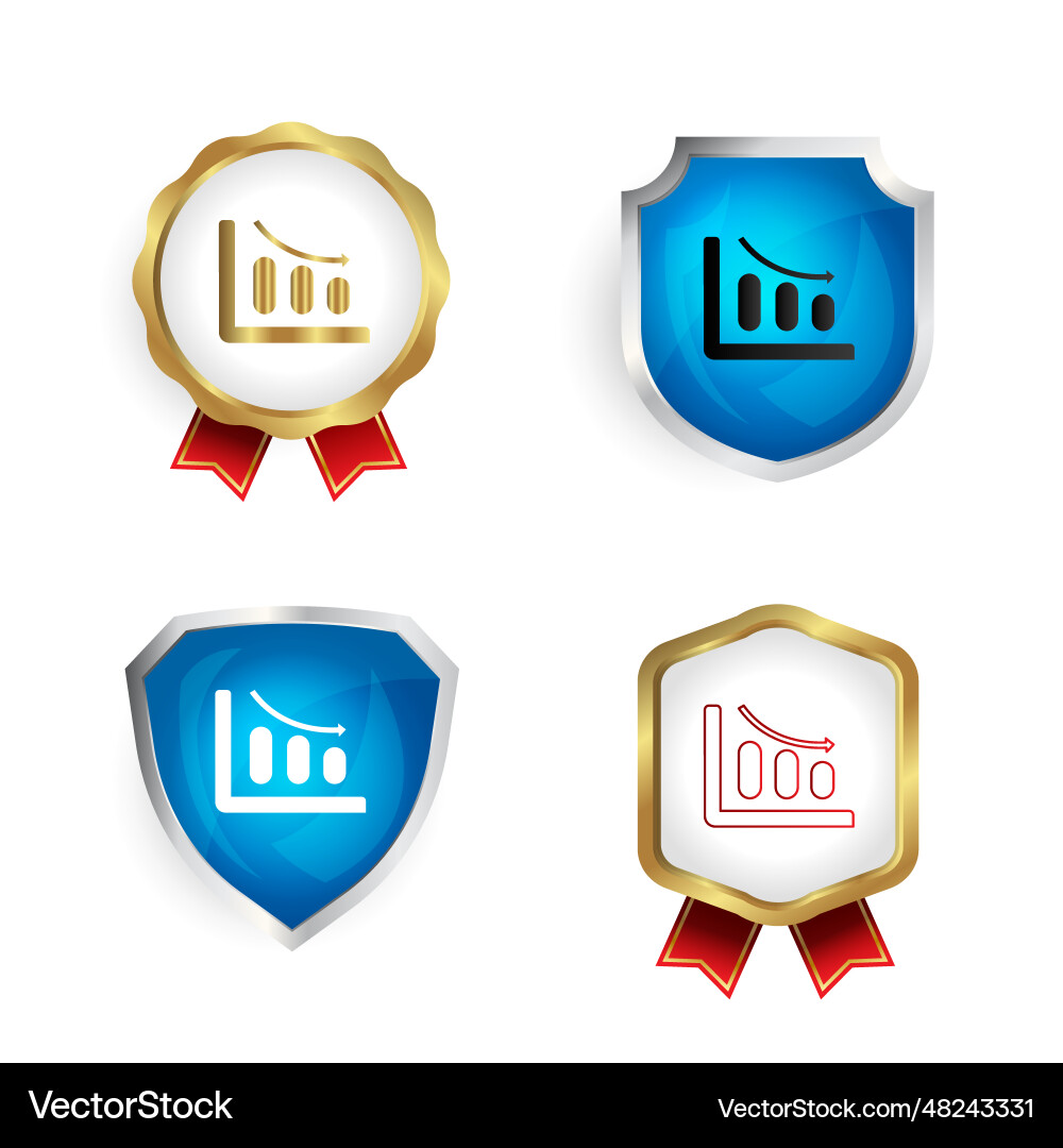 Abstract graph decrease badge and label collection Abstract graph decrease badge and label collection vector image