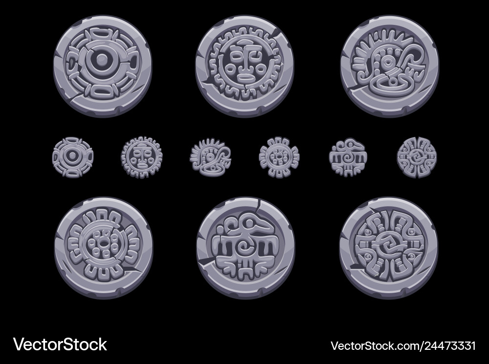 Ancient mexican mythology symbols isolated Ancient mexican mythology symbols isolated vector image