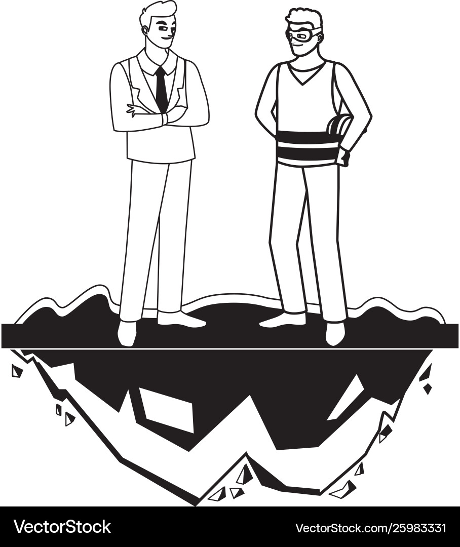 Builder constructor with engineer on lawn Builder constructor with engineer on lawn Vector Image