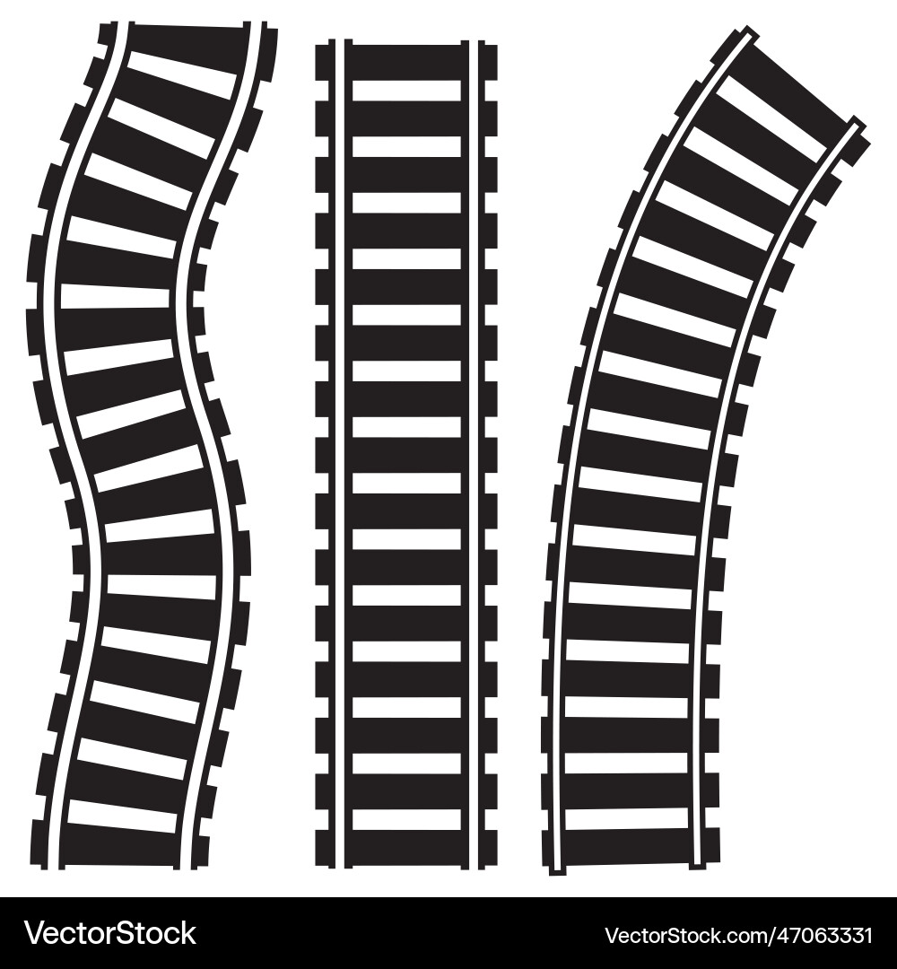 Curved railway rails isolated Curved railway rails isolated vector image