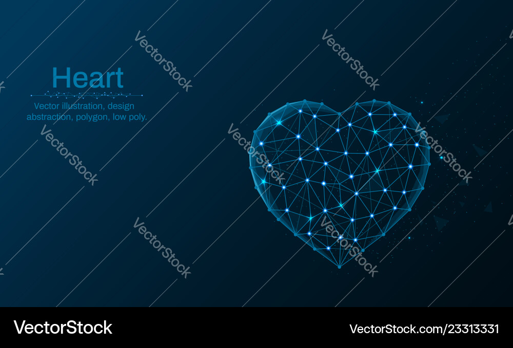 Heart symbol made by points and lines polygonal Heart symbol made by points and lines polygonal vector image