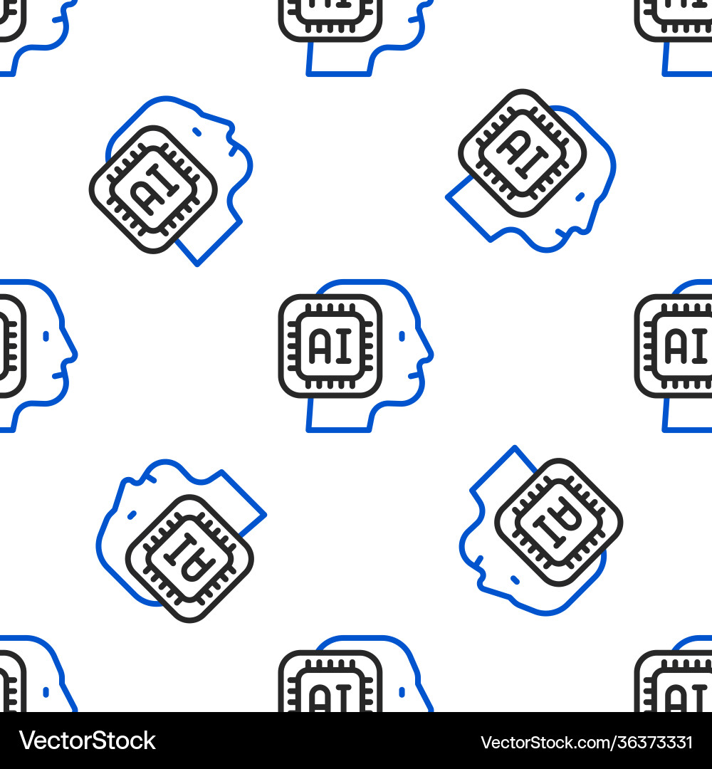 Line humanoid robot icon isolated seamless pattern Line humanoid robot icon isolated seamless pattern vector image