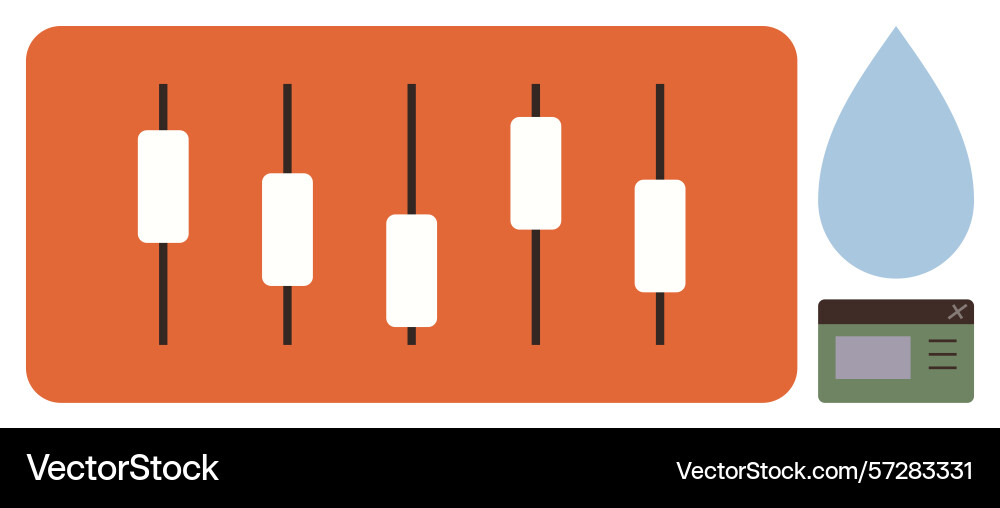 Multiple vertical controls and droplet symbol vector image