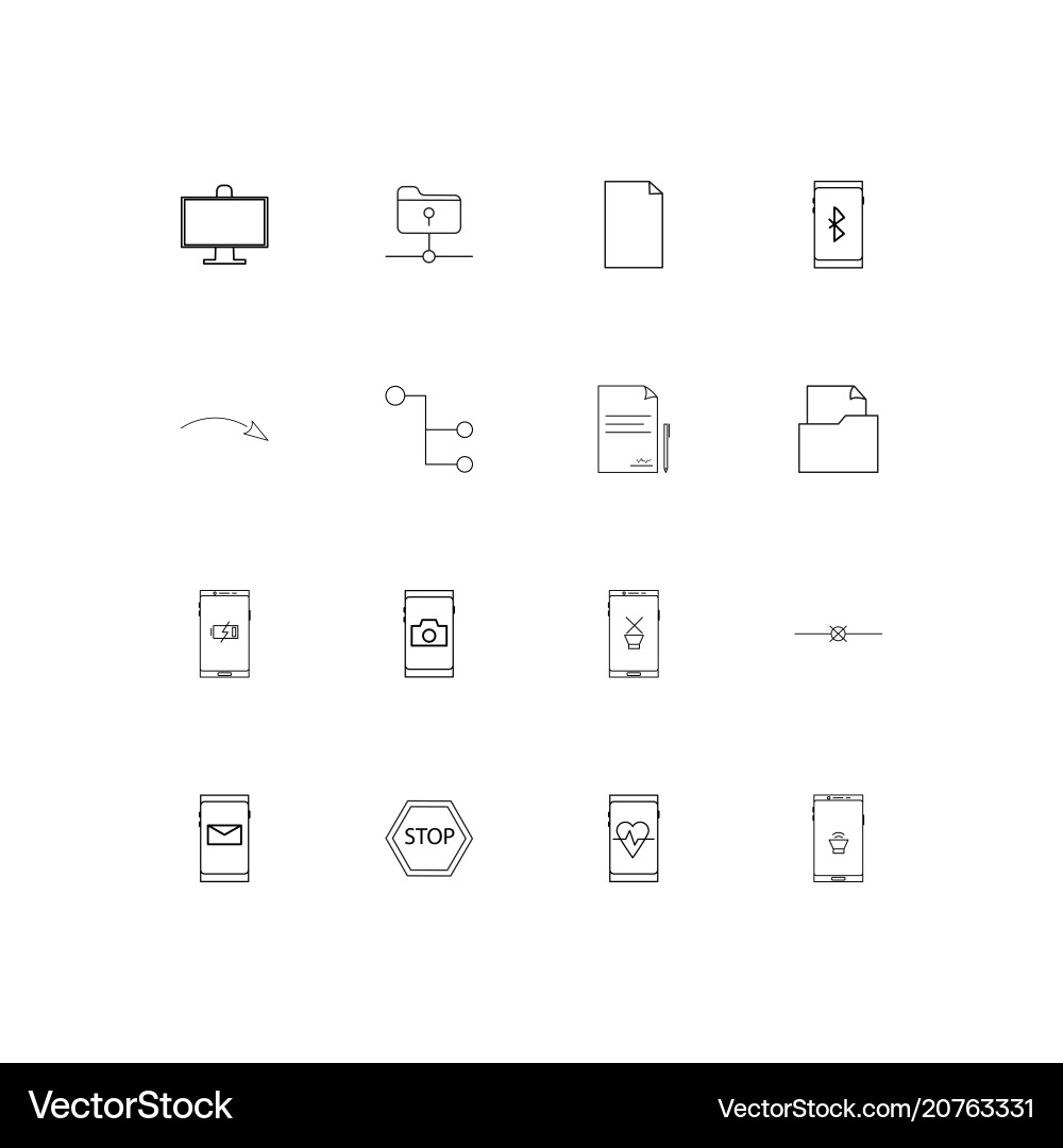 Network and database linear thin icons set Vector Image