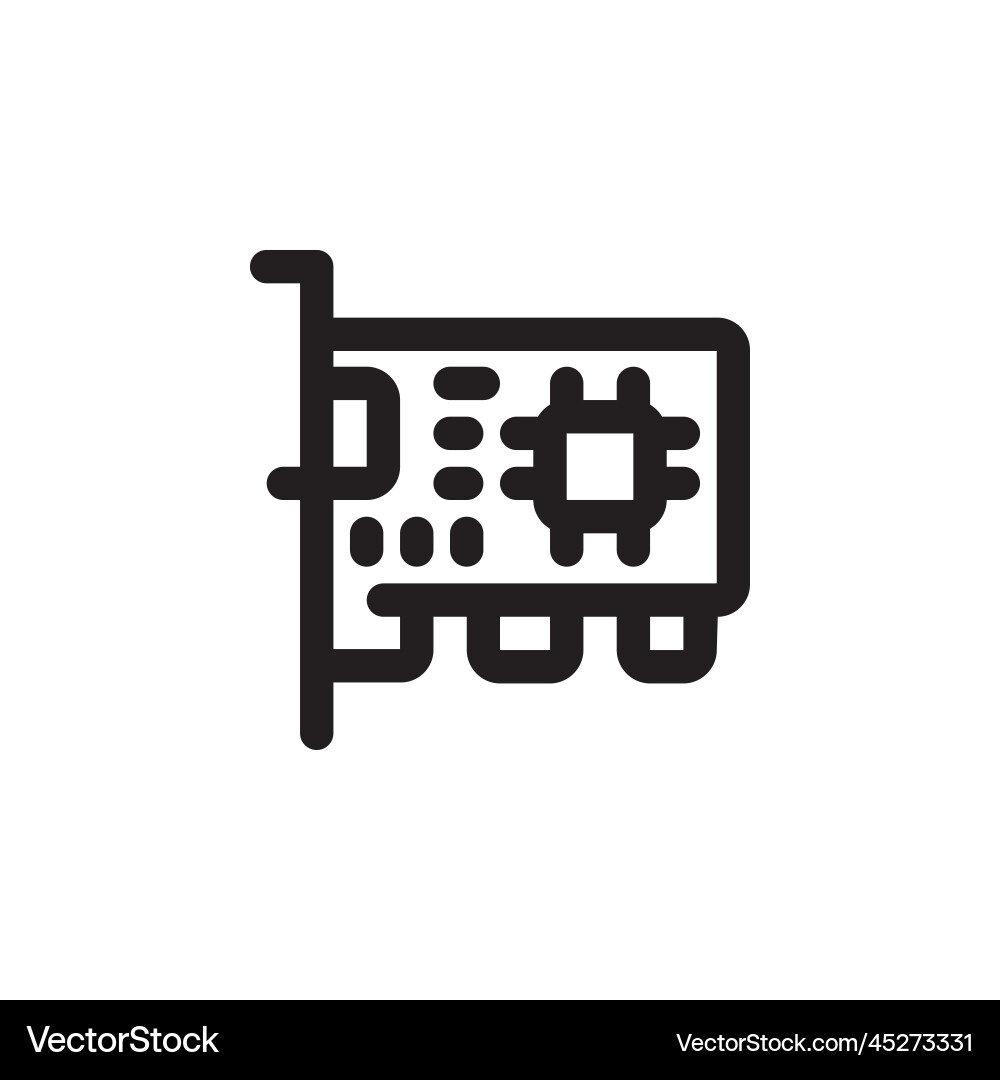 Network card icon computer component outline Network card icon computer component outline Vector Image