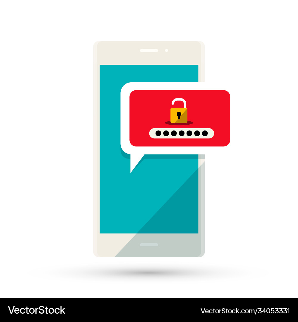 Password with unlock symbol on mobile phone Password with unlock symbol on mobile phone vector image