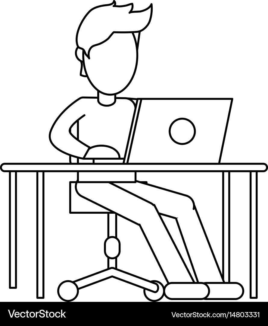 Person using laptop computer icon image vector image