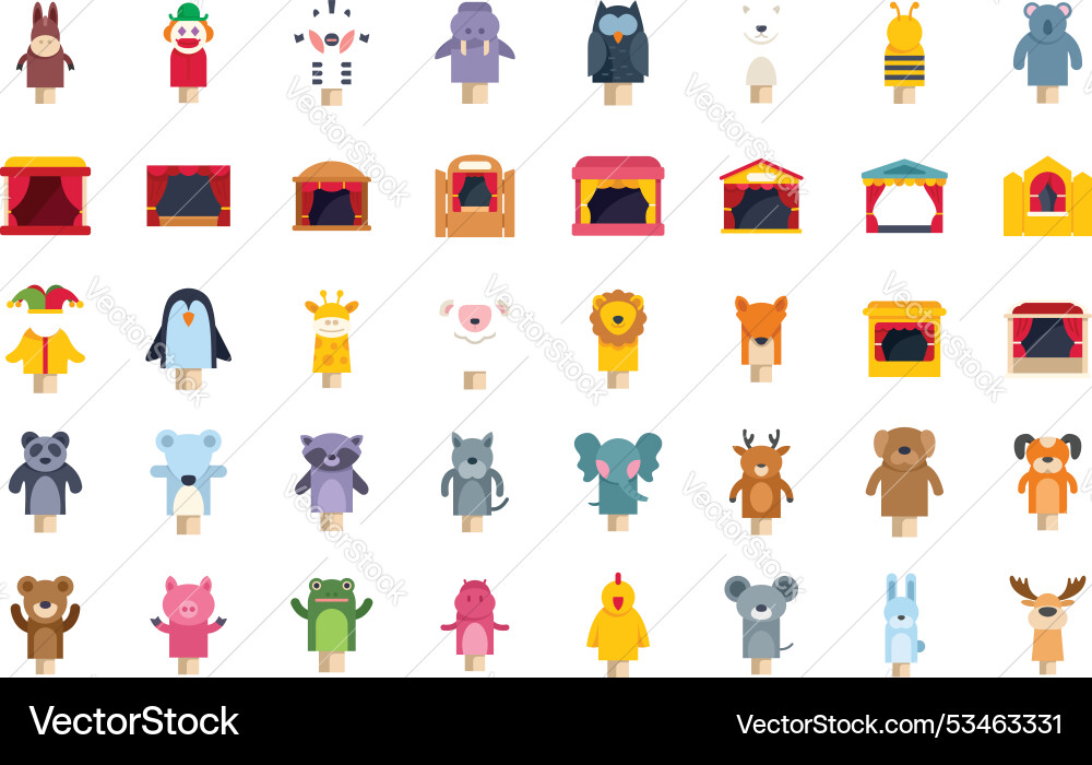 Puppet show characters and stages for entertaining Puppet show characters and stages for entertaining vector image