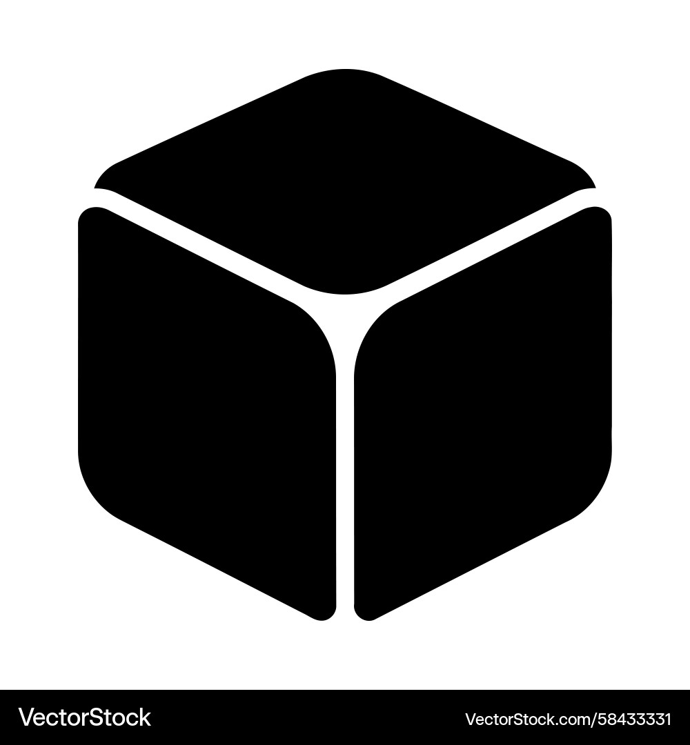 Rounded Cube - Minimalist Shape Vector Image