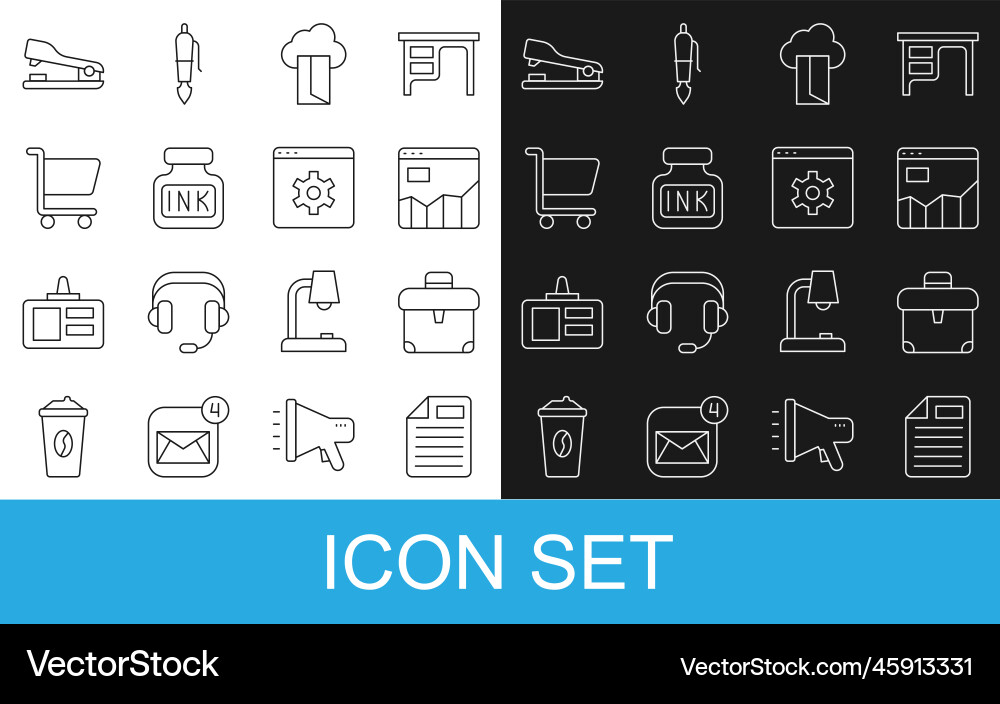 Set line file document briefcase graph chart Set line file document briefcase graph chart vector image