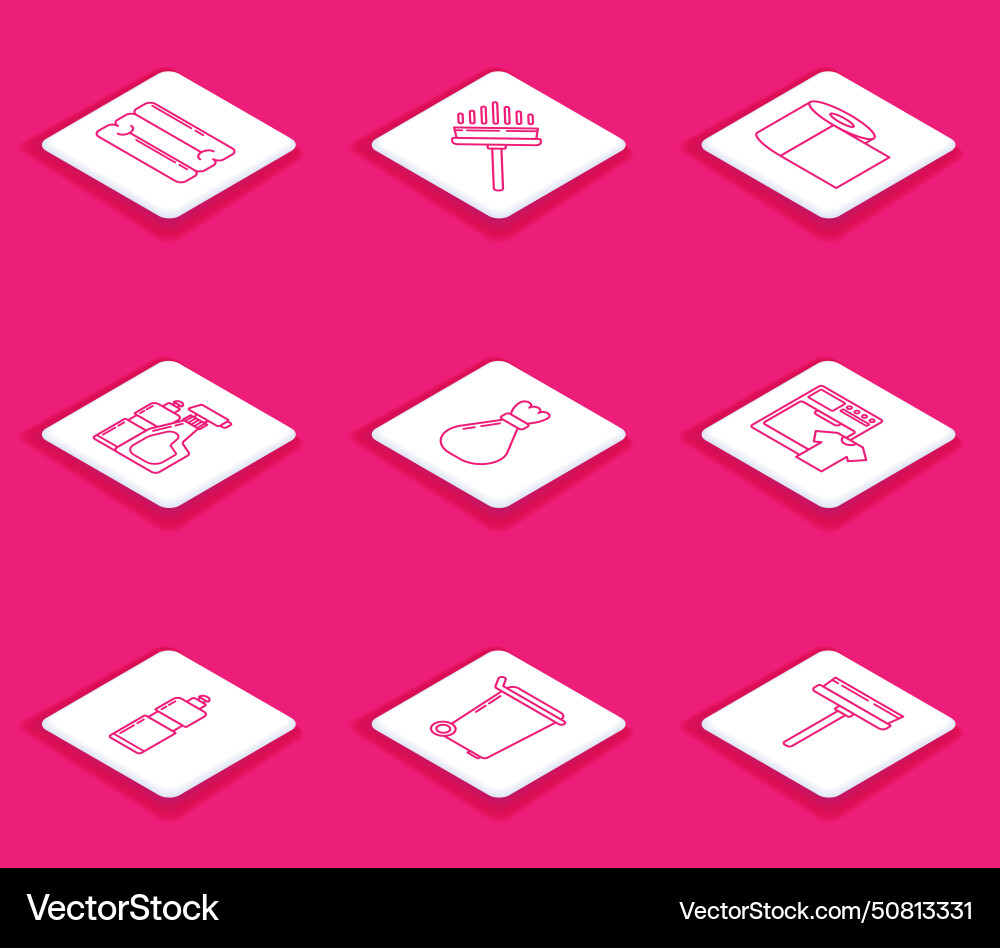 Set line towel stack squeegee scraper wiper Set line towel stack squeegee scraper wiper vector image